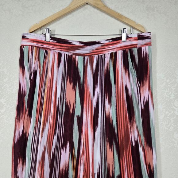 Torrid Wide Leg Crinkle Gauze High Rise Pull On Pants sz 2- 2X Multi Ikat Stripe - Picture 3 of 13